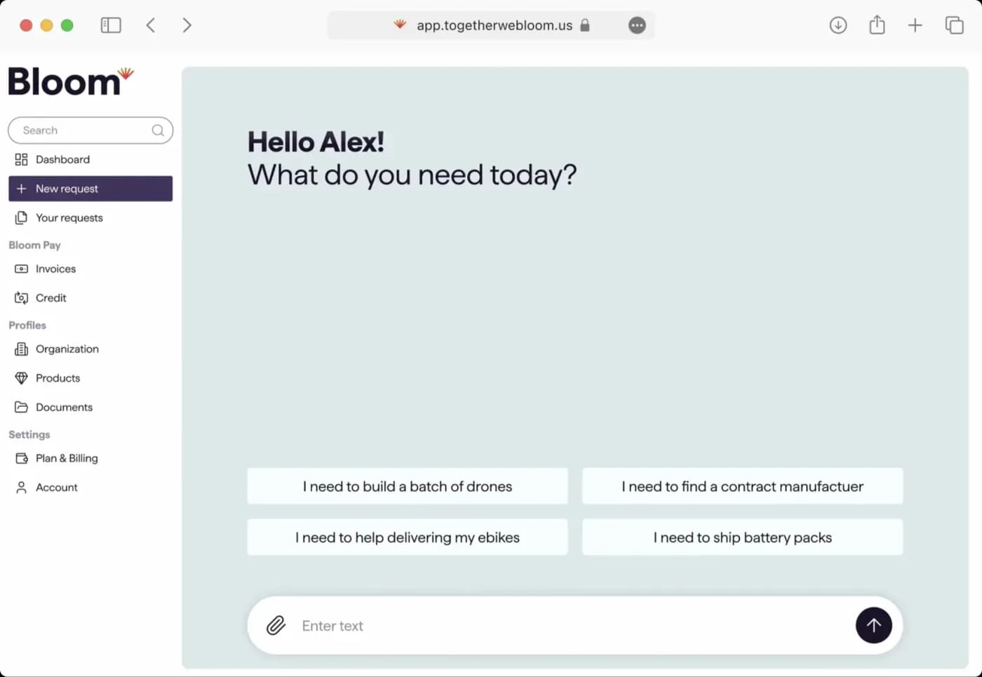 Bloom platform interface